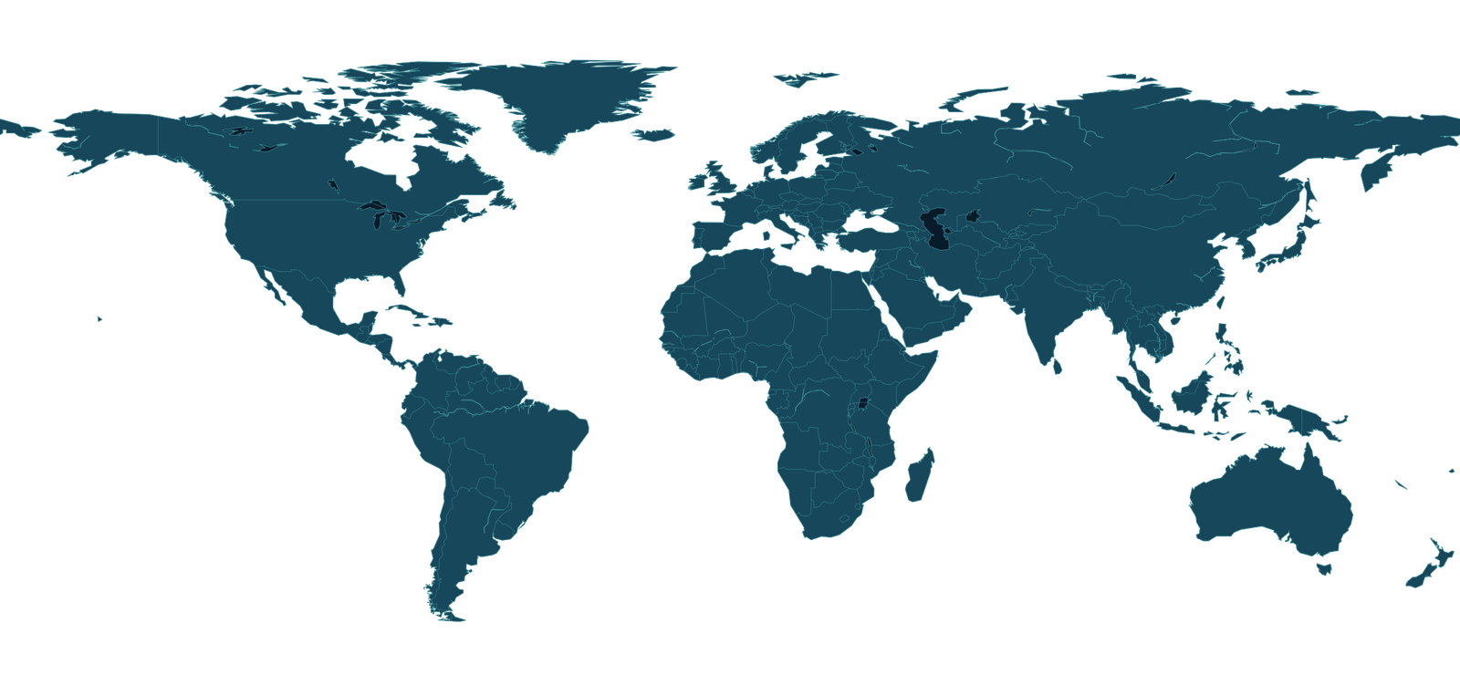 Teal geographic world map showing regional audiences
