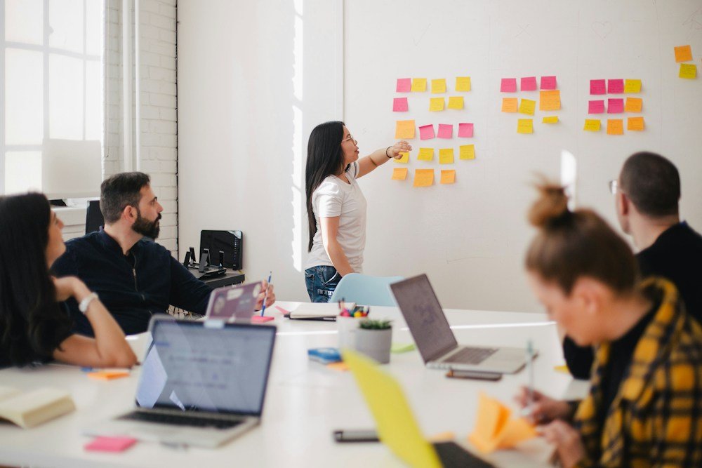 Business team reviewing a marketing strategy